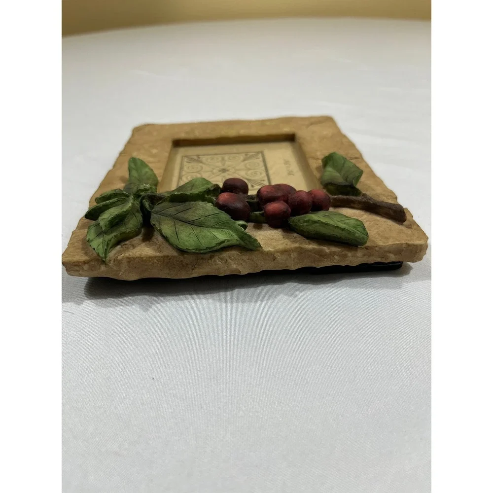 Rustic Stone Look Picture Frame 3.5x3.5 Tan Red Berry 6x6 Farmhouse Decor